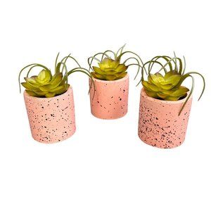 Faux Potted Succulent Planter Lot 3 Pink Splatter Tier Tray Shelf Decor 3 in NWT